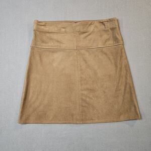 Y2K Womens Faux Suede Camel Brown A-line Mini Skirt XS